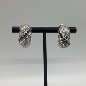 Judith Ripka Sterling Silver and Sapphire Earrings
